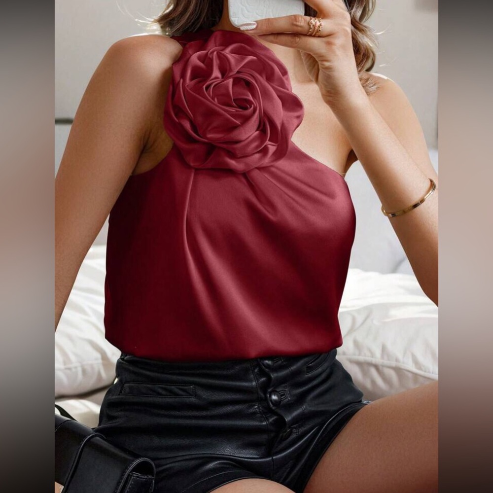 Elegant Burgundy Floral Top